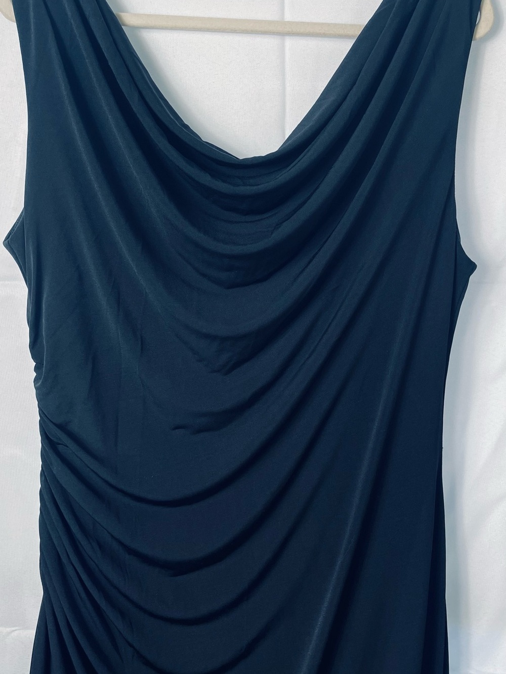 Ronni Nicole Black Draped Cowl Neck Ruched Side Formal Dress Size